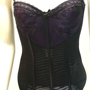 Coquette Black and Purple Lace Bodice Corset SZ S